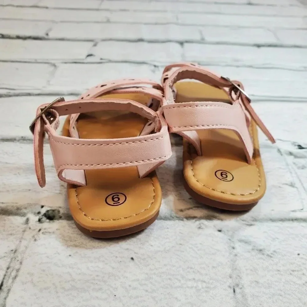 Pink Heart Cutout Sandals. Toddler Girl Summer Shoes.